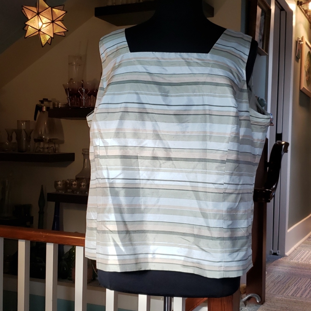 Vintage Casual Corner Woman's Earth tones Striped Silk Shell
